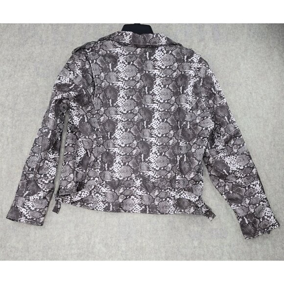 Colleen Lopez Snake Print Faux Leather Moto Jacket With Zipper Accents - Picture 2 of 9